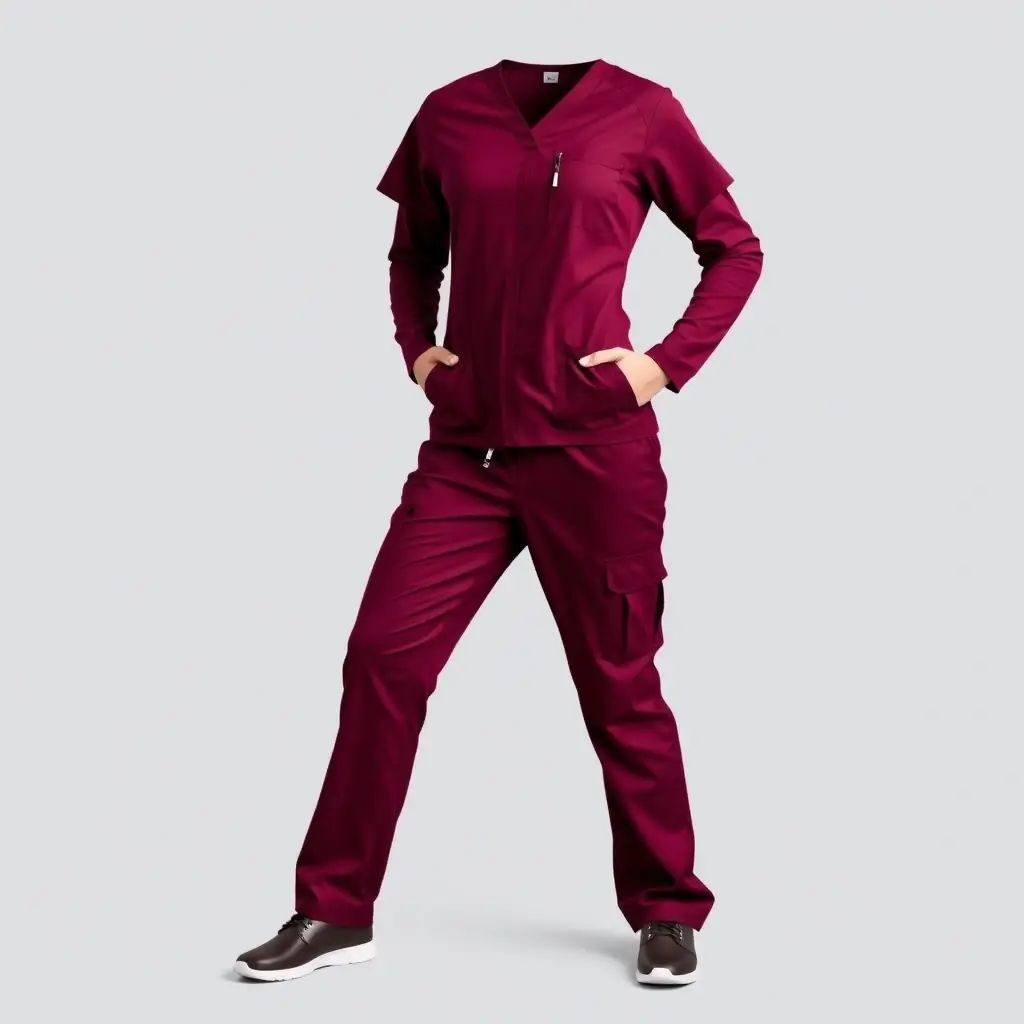 Premium Surgical Scrubs - Burgundy